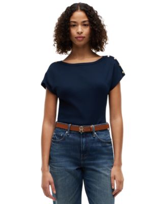 Women's Cap-Sleeve Boat Neck T-Shirt
