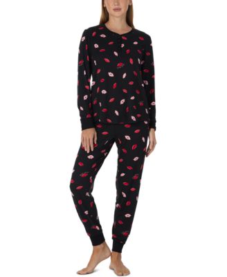 Women's Henley Long-Sleeve Brushed-Jersey Pajama Set
