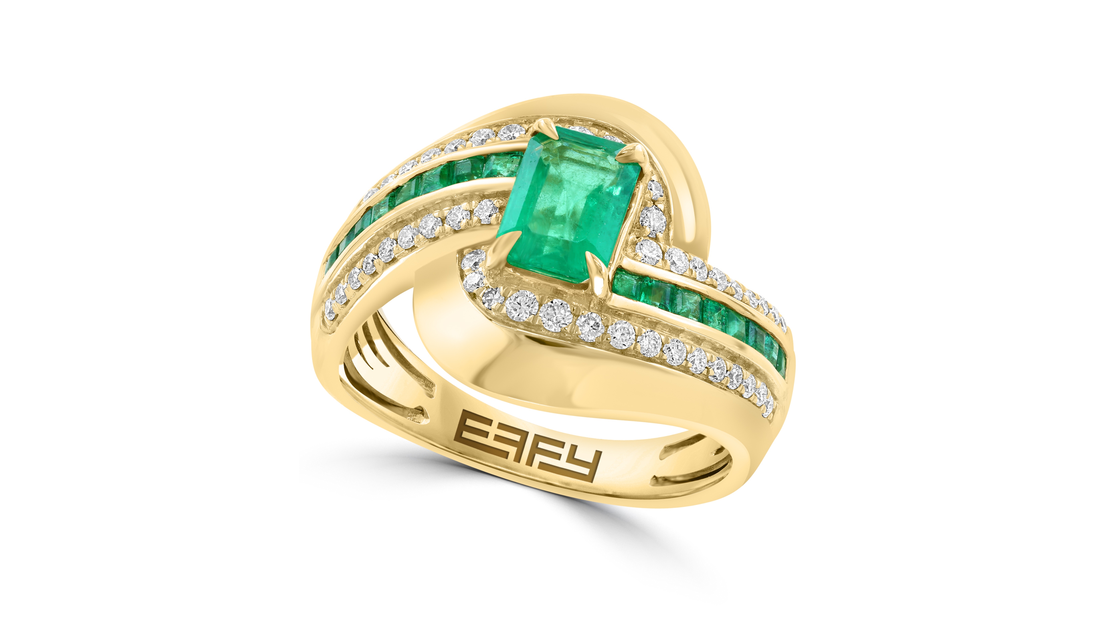 Effy Collection Oval Emerald & Diamond Ring (1-1/2 ct. t.w. Emerald, 1/3 ct. t.w. Diamond) in 14k Yellow Gold