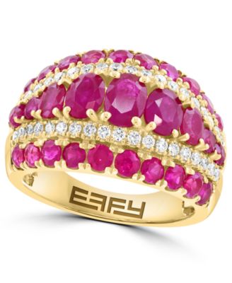 Ruby and Diamond Statement Ring (3-1/5 ct. t.w. Ruby, 1/2 ct. t.w. Diamond) in 14k Yellow Gold
