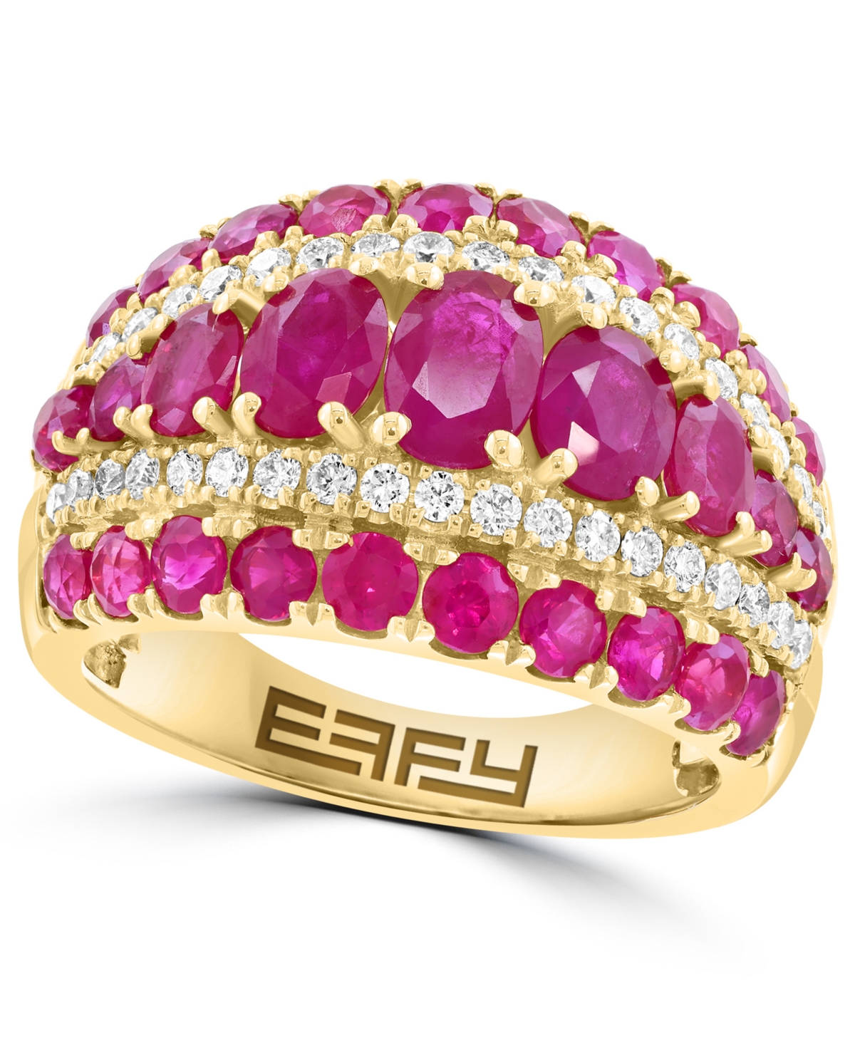 Effy Collection Ruby and Diamond Statement Ring (3-1/5 ct. t.w. Ruby, 1/2 ct. t.w. Diamond) in 14k Yellow Gold