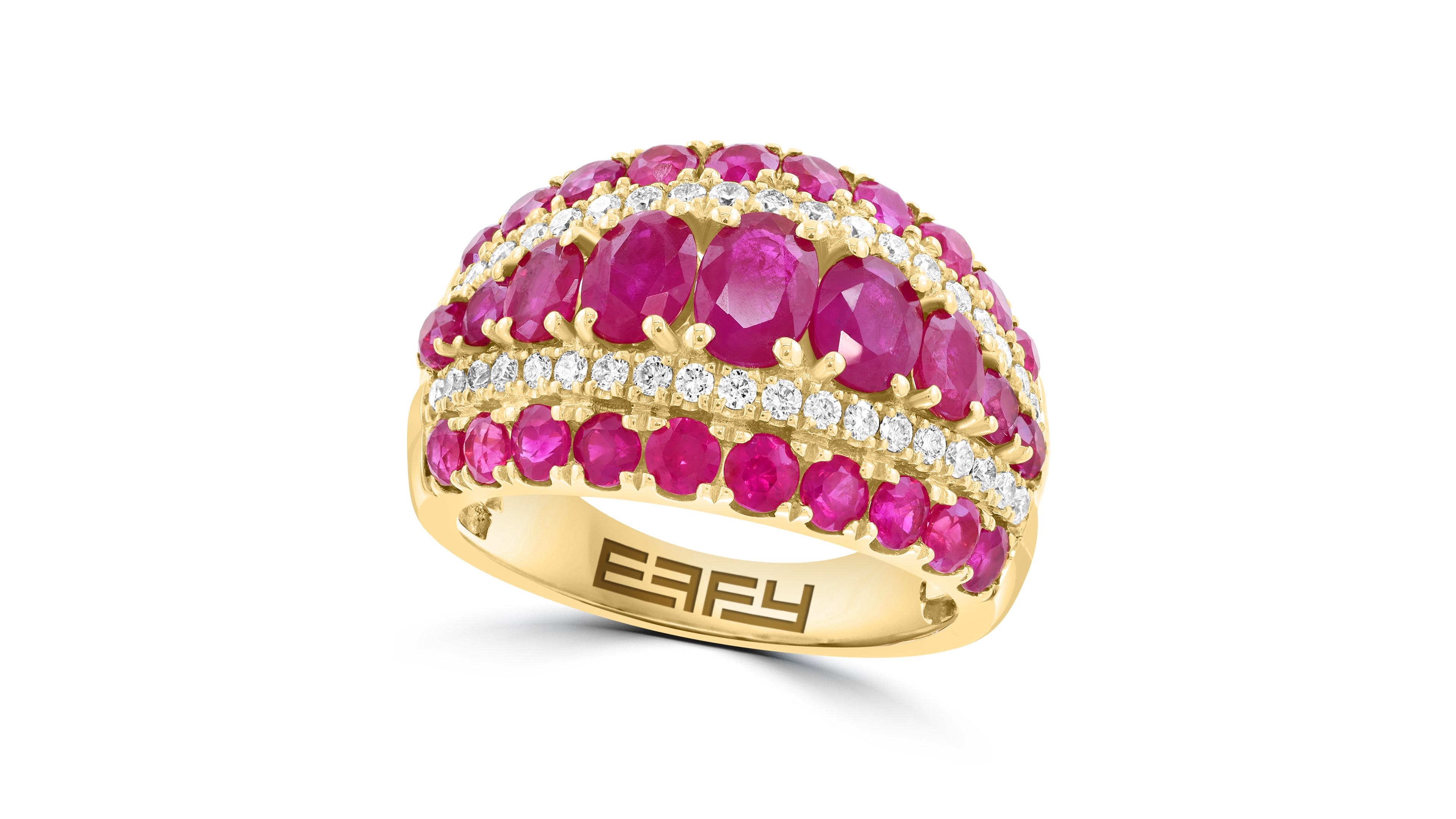Effy Collection Ruby and Diamond Statement Ring (3-1/5 ct. t.w. Ruby, 1/2 ct. t.w. Diamond) in 14k Yellow Gold