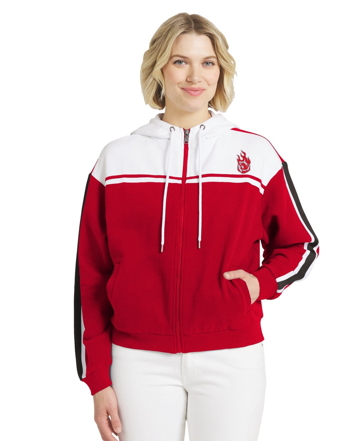 Wear by Erin Andrews Women's Red/White Portland Fire Color Blocked Full-Zip Hoodie