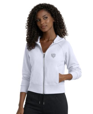 Women's  Blue Chicago Bears Cropped Pastels Full-Zip Hoodie