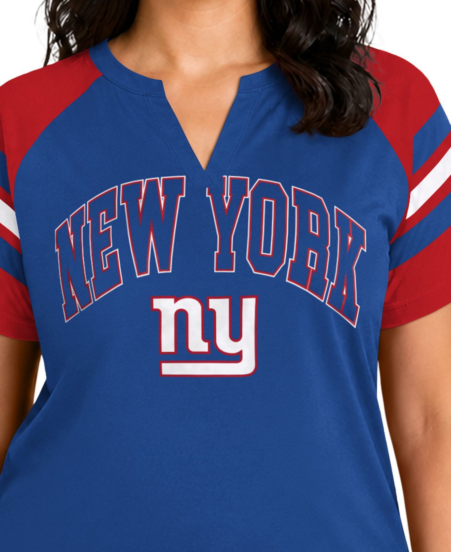 Женская футболка Starter Royal New York Giants Plus Size Game On Notch Neck Raglan — фото 2