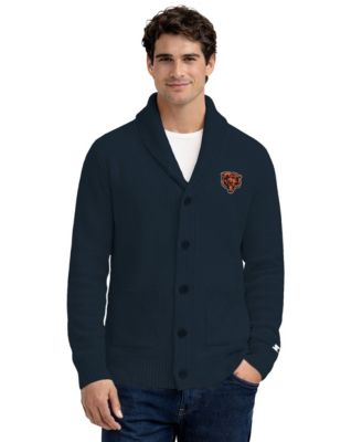 Men's Navy Chicago Bears Shawl Collar Heavy Knit Cardigan Sweater