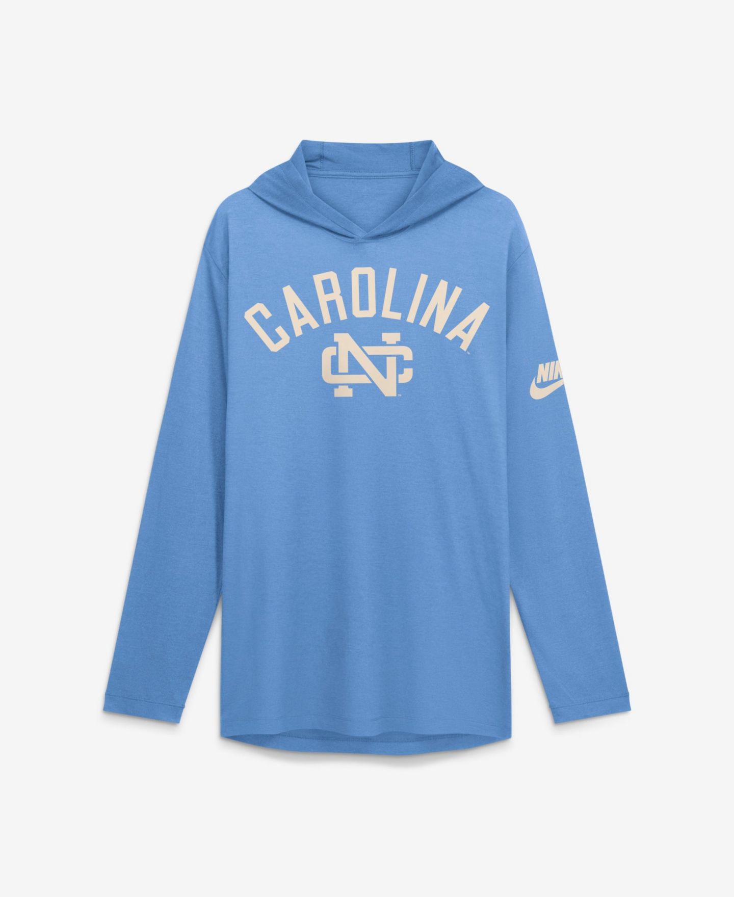 Мужские футболки Nike Carolina Blue North Carolina Tar Heels Legacy Arch Tri-Blend Long Sleeve Hooded — фото 1