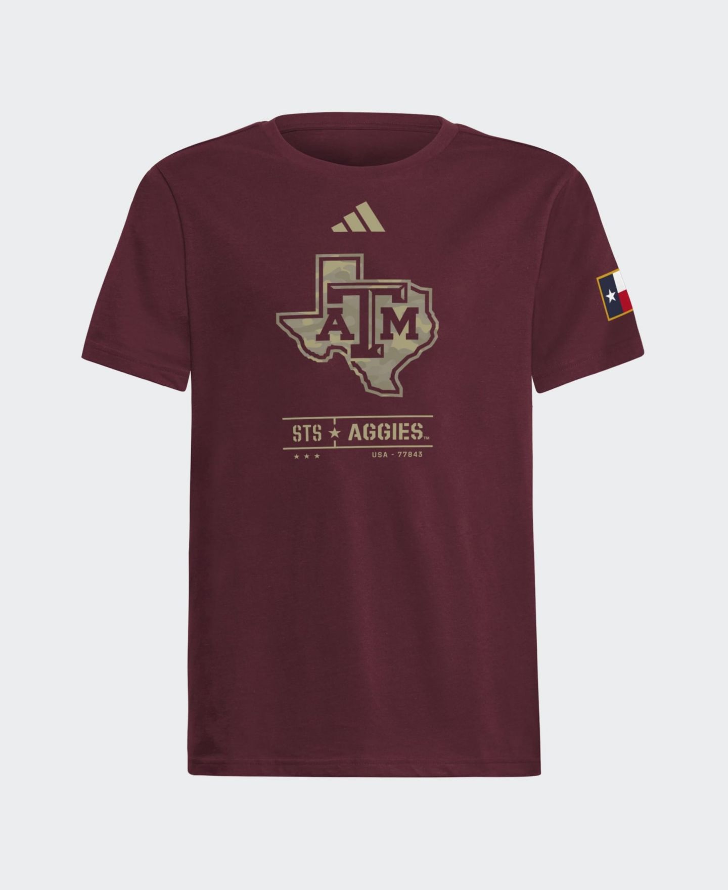 Детская футболка adidas Maroon Texas A&M Aggies Honor & Support — фото 1