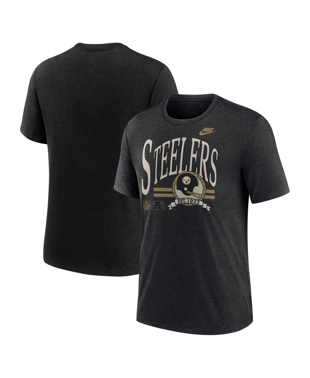 Nike Men's Heather Black Pittsburgh Steelers Rewind Tri-Blend T-Shirt