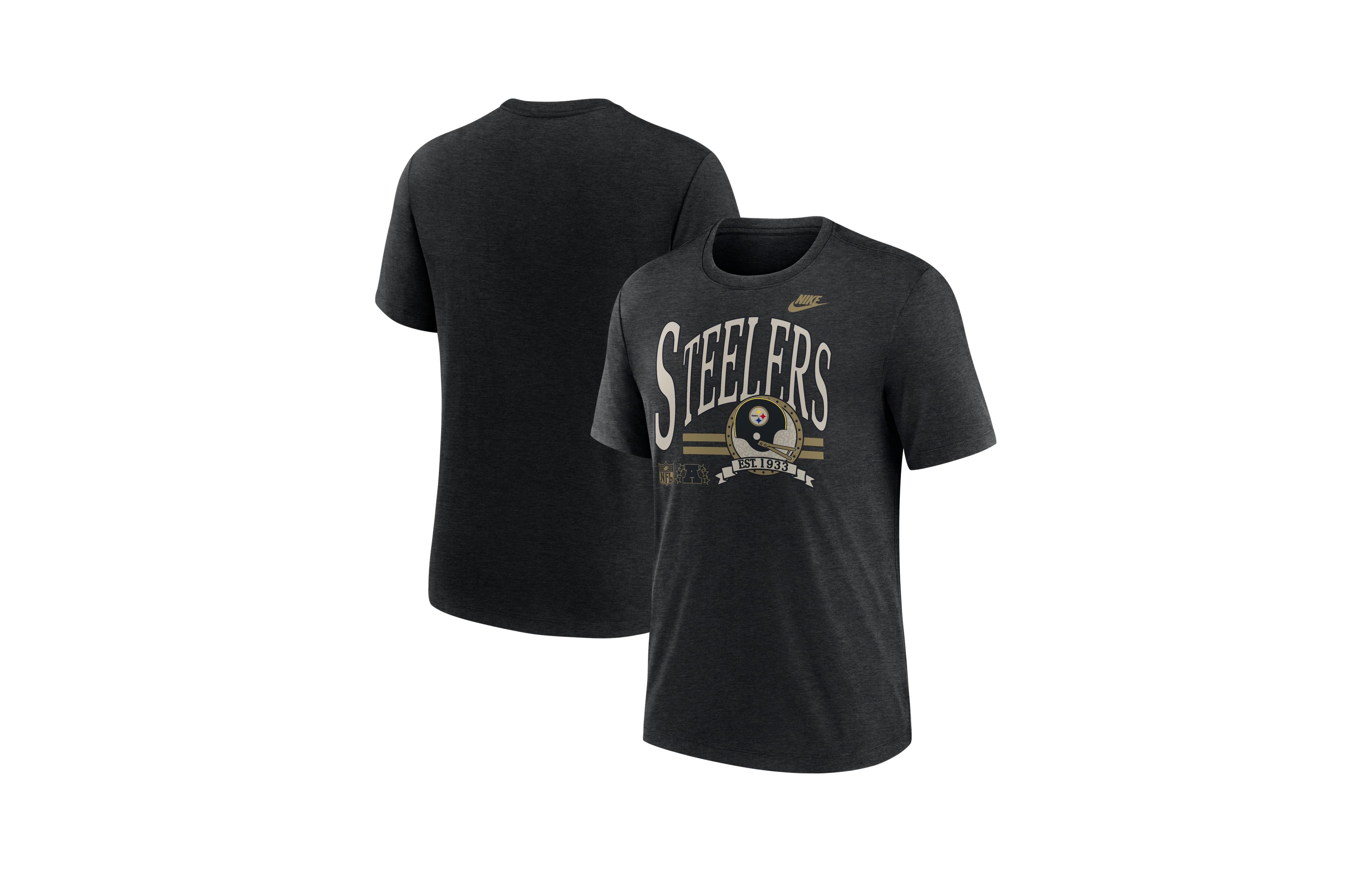 Nike Men's Heather Black Pittsburgh Steelers Rewind Tri-Blend T-Shirt