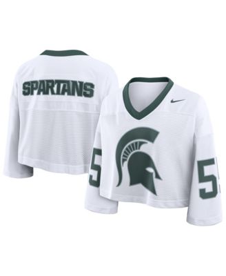 Women's White Michigan State Spartans Oversized Logo Cropped Fashion Jersey