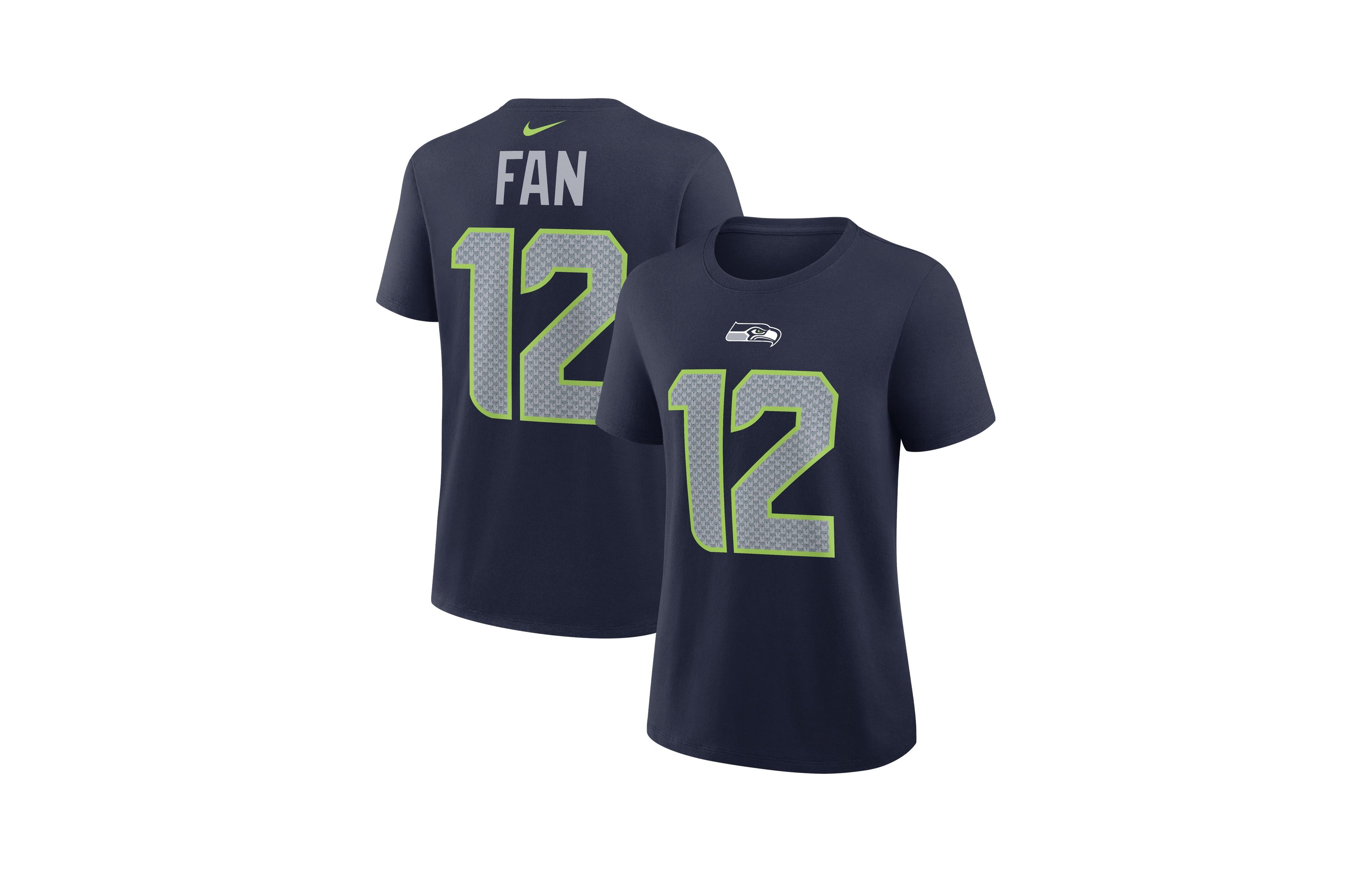 Nike Women's 12s College Navy Seattle Seahawks Name Number T-Shirt