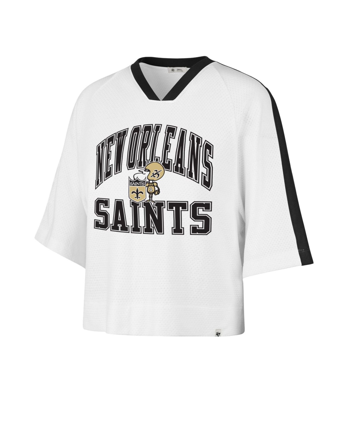 Женская футболка '47 Brand White New Orleans Saints Big Overarch Drop Needle Raglan V-Neck — фото 3
