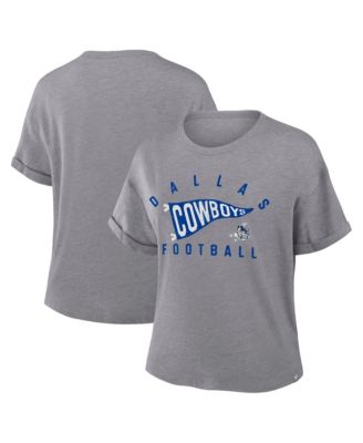Women's Heather Gray Dallas Cowboys Pennant Wave Tribute Tri-Blend Boxy T-Shirt