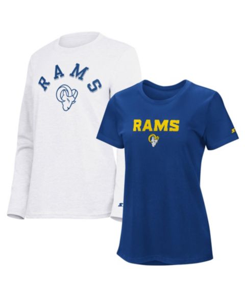 Женские футболки Starter Royal/Ash Los Angeles Rams Short Sleeve & Long Sleeve T-Shirt Combo Pack