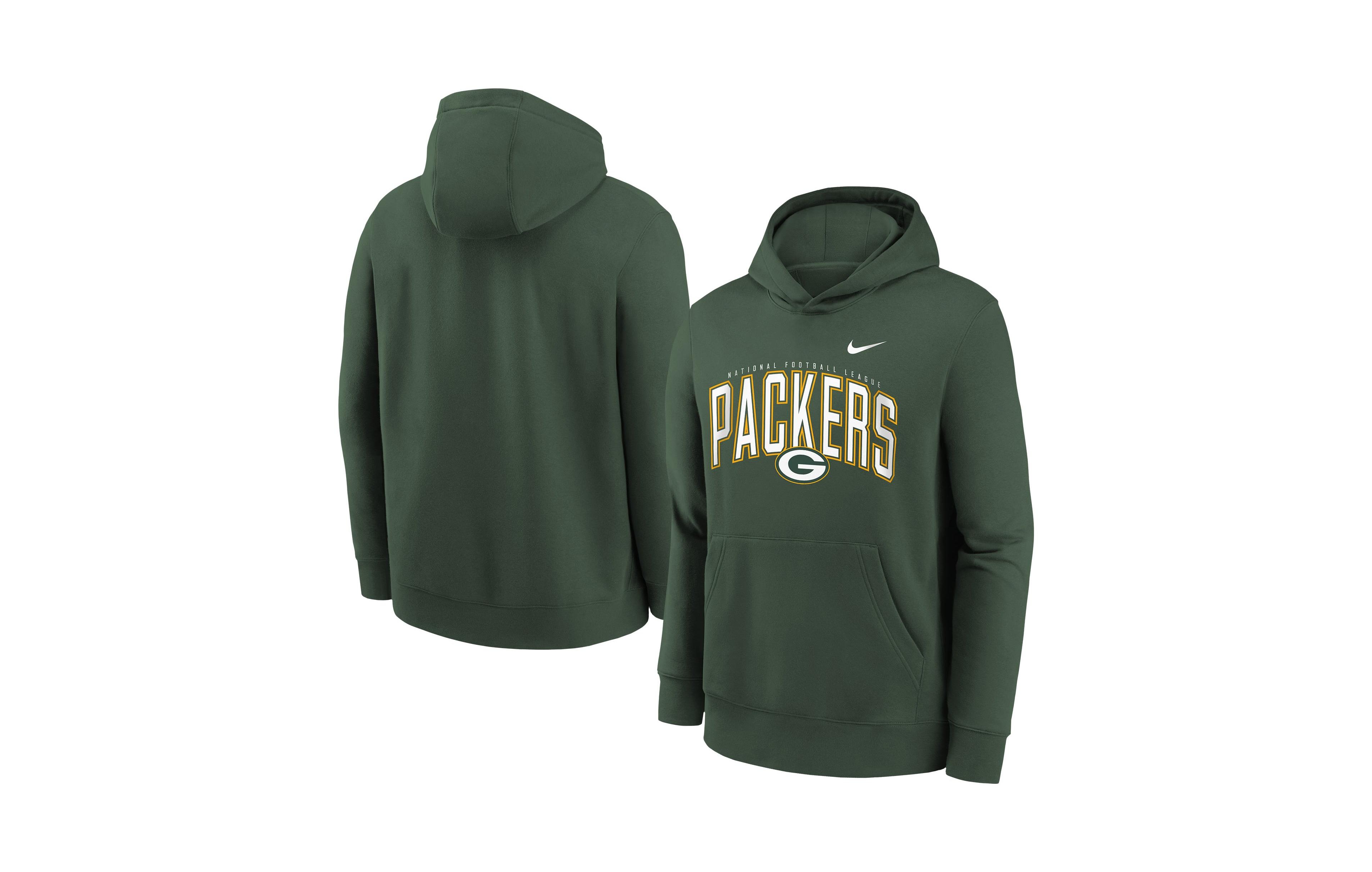 Nike Big Boys and Girls Green Bay Packers Logo Arch Fleece Hoodie
