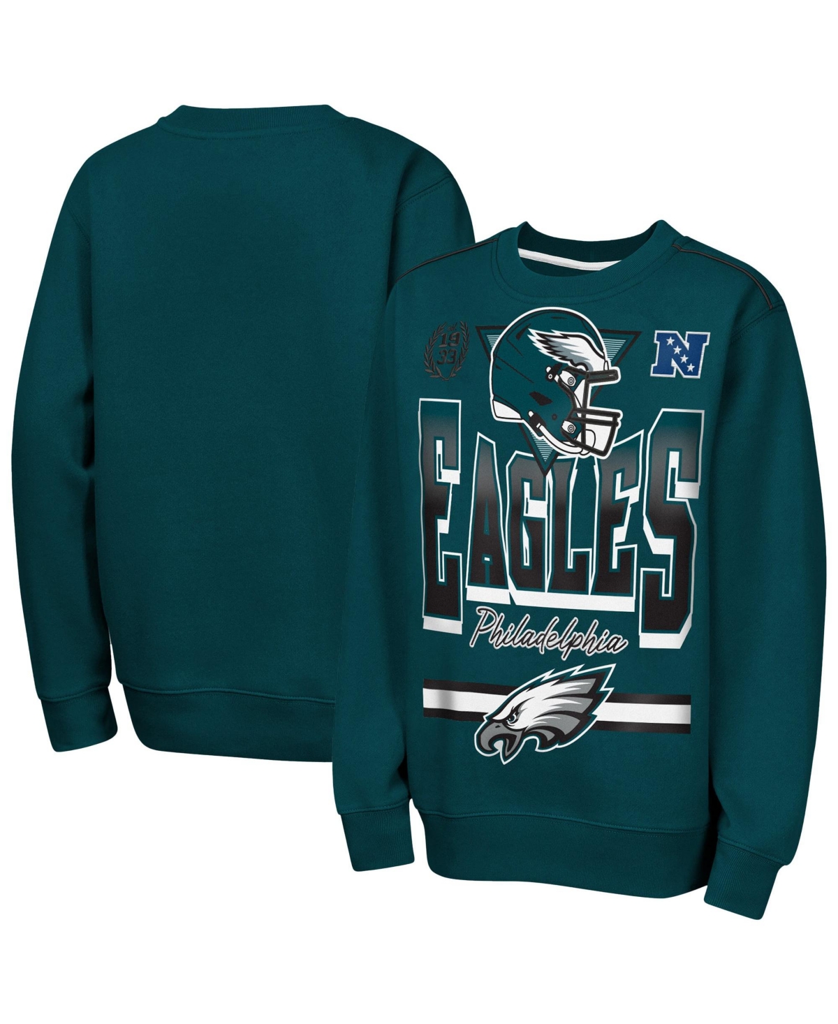 Outerstuff Kids' Big Boys And Girls Midnight Green Philadelphia Eagles Run Gun Fleece Sweatshirt