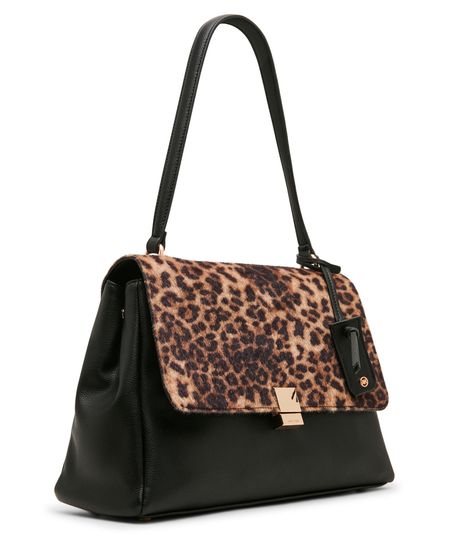 Женская сумка Anne Klein Faux Cheetah Medium Flap Shoulder Handbag, цвет: Чёрный — фото 3