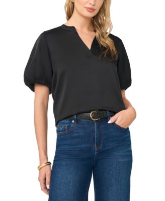 Women's V-Neck Puff-Sleeve Top