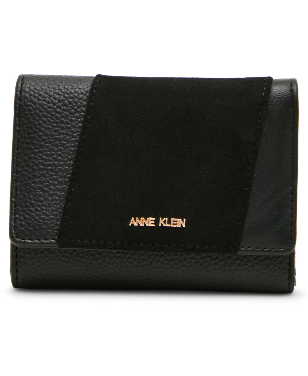 Anne Klein Women's Trifold Flap Polyurethane Wallet - Black