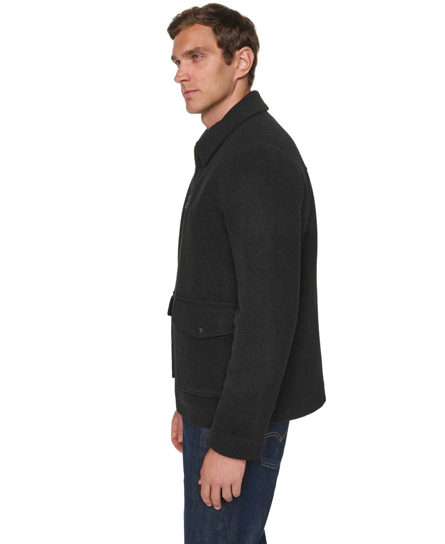 Мужская куртка Cole Haan Wool-Blend Shirt Collar, цвет: Чёрный — фото 3