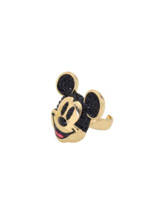 Cubic Zirconia Crystal Gold-Tone Mickey Mouse Cocktail & Statement Ring