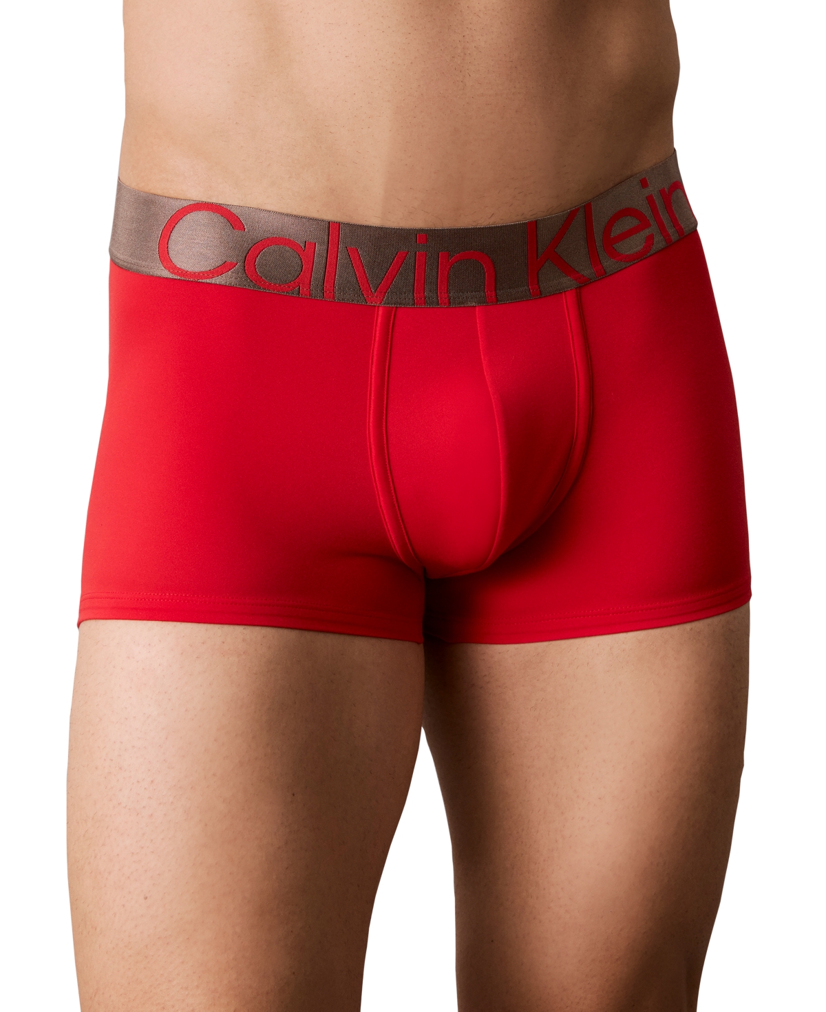 Calvin Klein Men's Brushed Microfiber Stretch Bronze Low Rise Trunk - Red - M