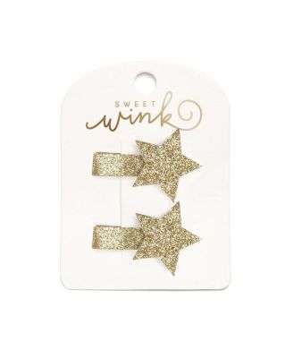 Girls' Star Christmas Glitter Hair Clips, 2-Piece Set