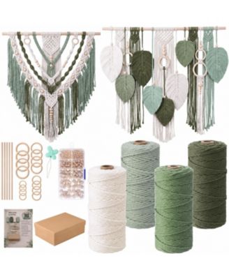 Macrame Starter Kit For Beginners Adults With Cotton Cord Wood Dowels Rings Beads And Instructions