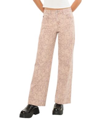 Women's Roselynn High-Rise Floral-Print Wide-Leg Jeans