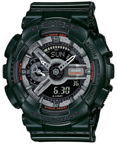 G-Shock Women's Analog-Digital S-Series Metallic Green Resin Strap Watch 46x49mm GMAS110MC-3A