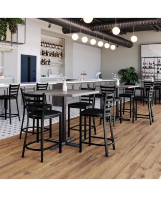 Ladder Back Metal Restaurant Counter Stool - Upholstered Seat