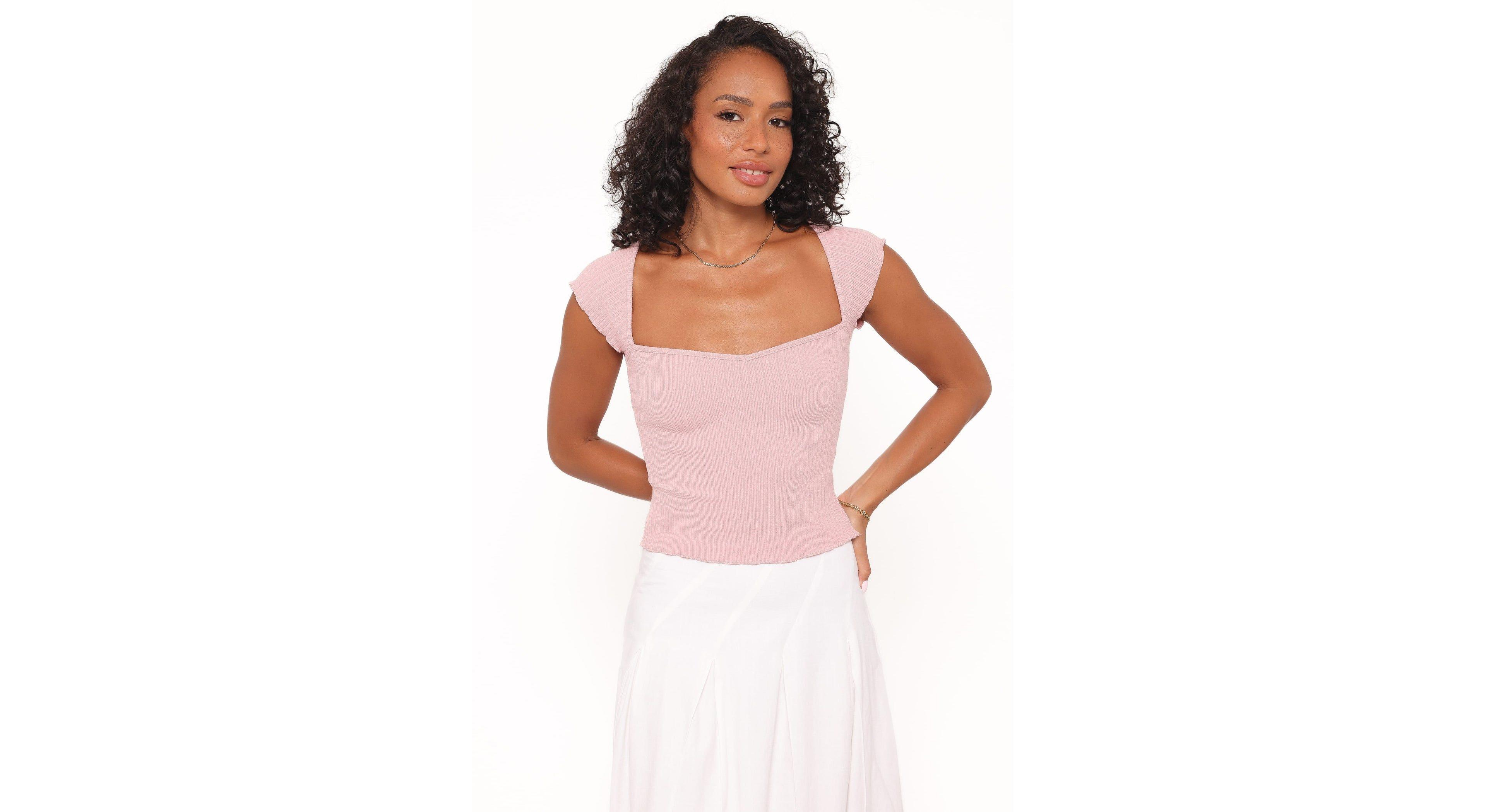 Petal and Pup Women's Maura Sweetheart-Neckline Short-Sleeve Top