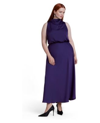 Women's Draped Satin Maxi Dress
