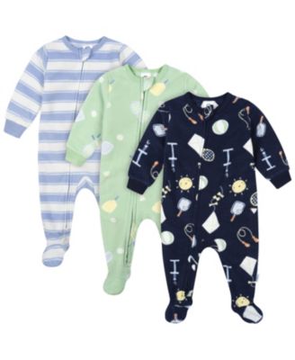 Toddler Neutral 2T - 5T 3-Pack Footed Fleece Pajamas