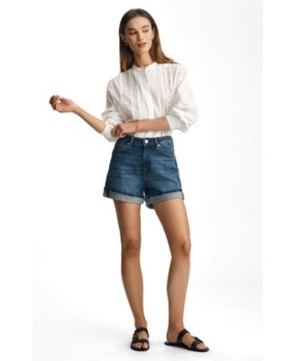 Women's Heidi High-Waisted Cuffed Denim Shorts, 3.5" Inseam