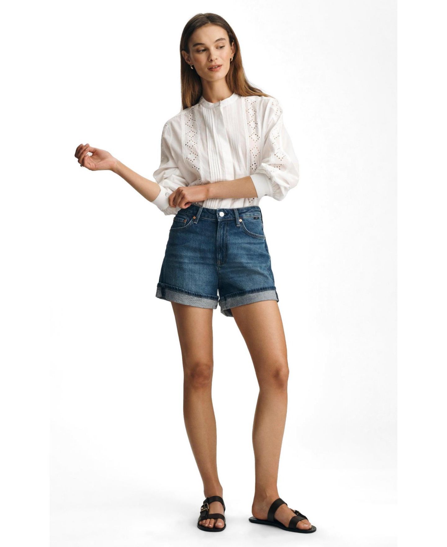 Женские шорты Mavi Jeans Heidi High-Waisted Cuffed Denim, 3.5" Inseam, цвет: Синий — фото 1