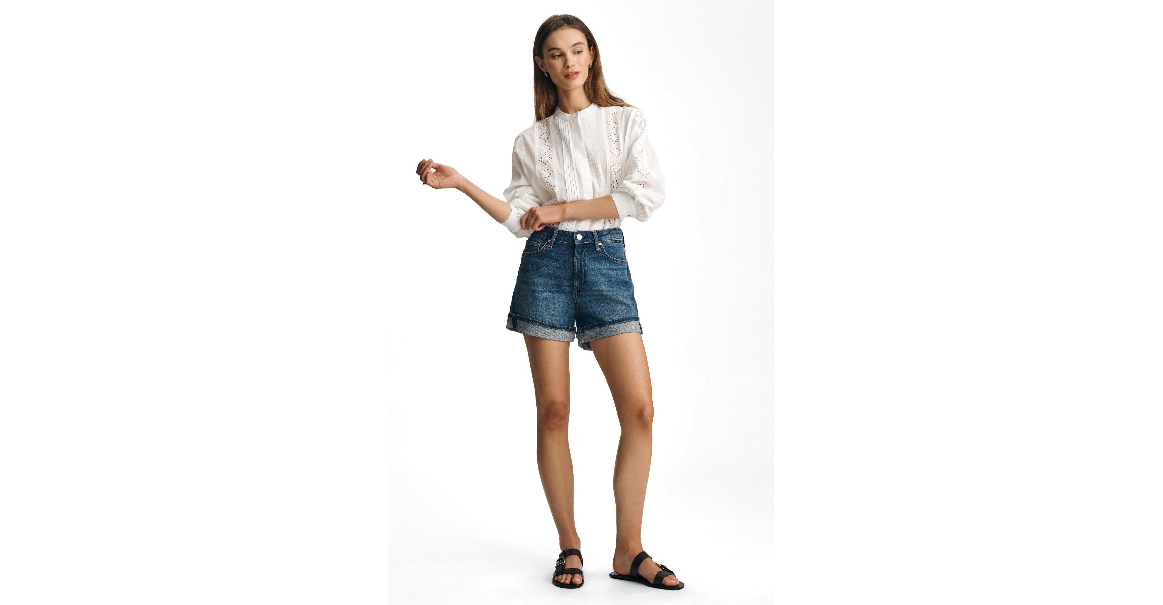 Mavi Jeans Women's Heidi High-Waisted Cuffed Denim Shorts, 3.5" Inseam