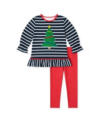 Toddler Girls' 2T-5T Christmas Tree Striped Long-Sleeve Tunic and Leggings, 2-Piece Set