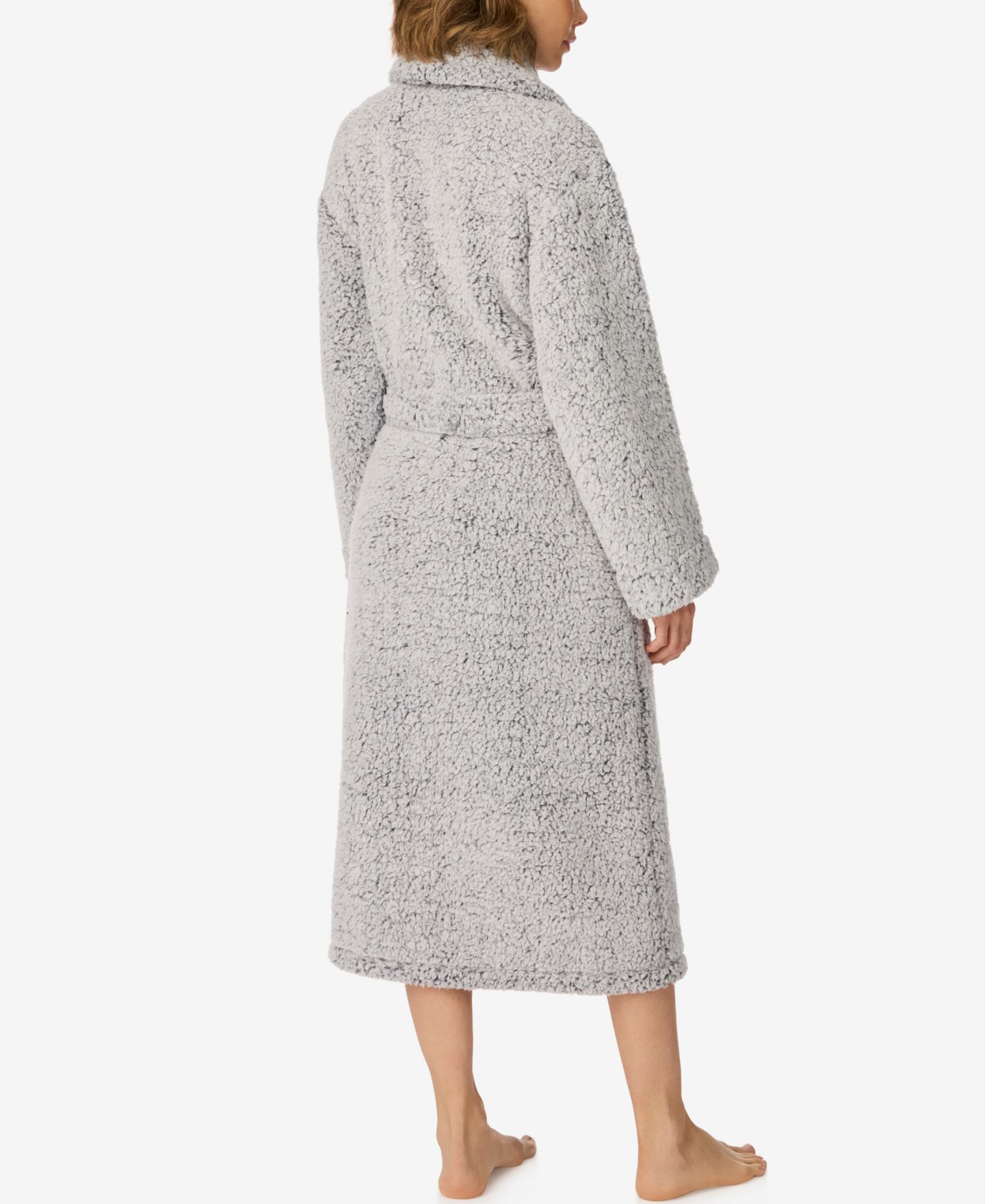 Халат, длинный рукав, с запахом, шерпа — DKNY, цвет: Серый — фото 4