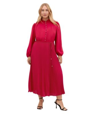 Women's Halle Long Sleeve Pleat Dress