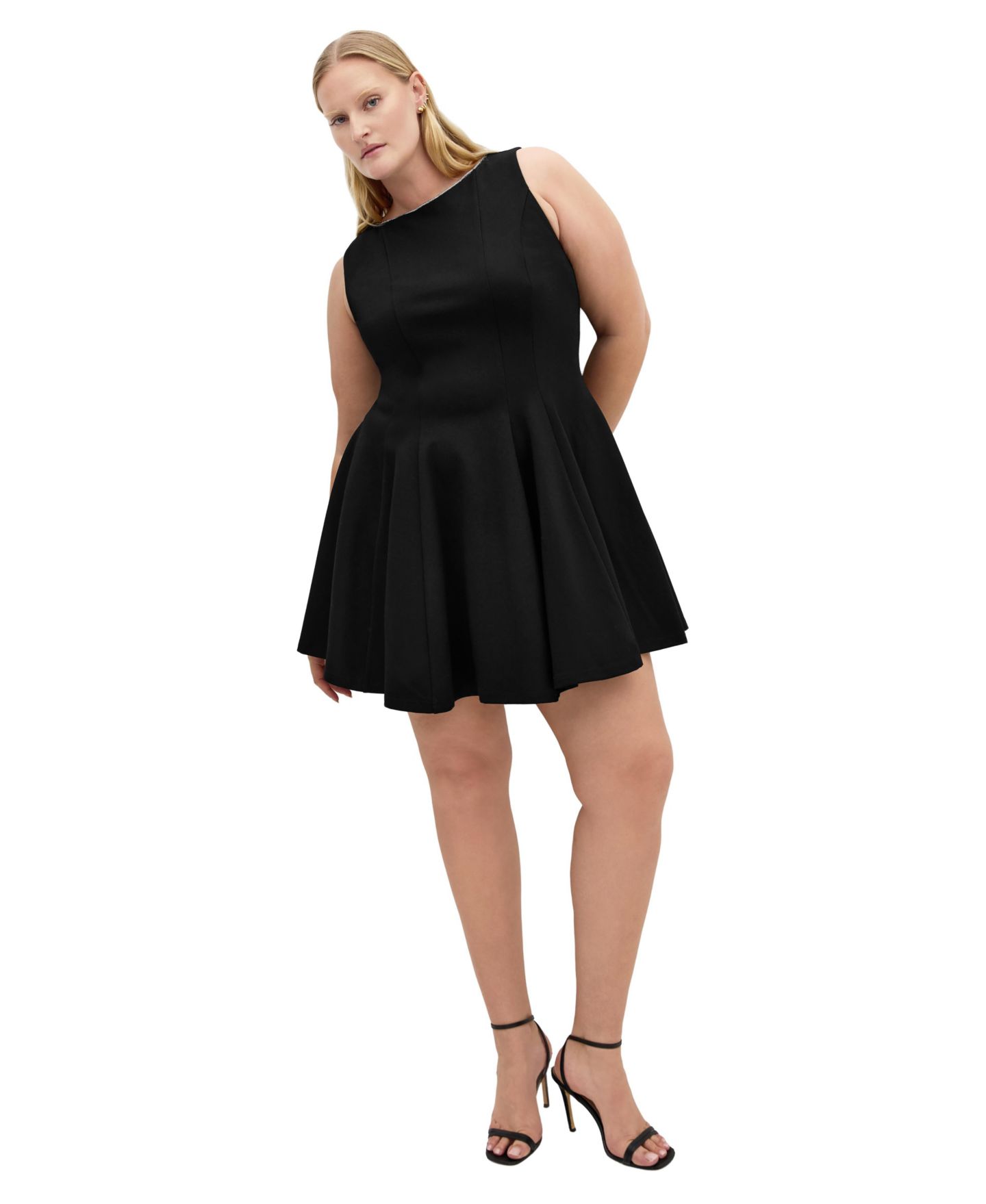 Женское платье CITY CHIC Plus Size Mary A-Line Crewneck Mini, цвет: Чёрный — фото 1