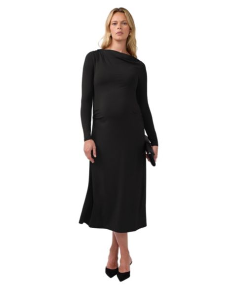 Женское платье Ingrid + Isabel Maternity Long-Sleeve Mock-Neck Ruched Midi, цвет: Чёрный