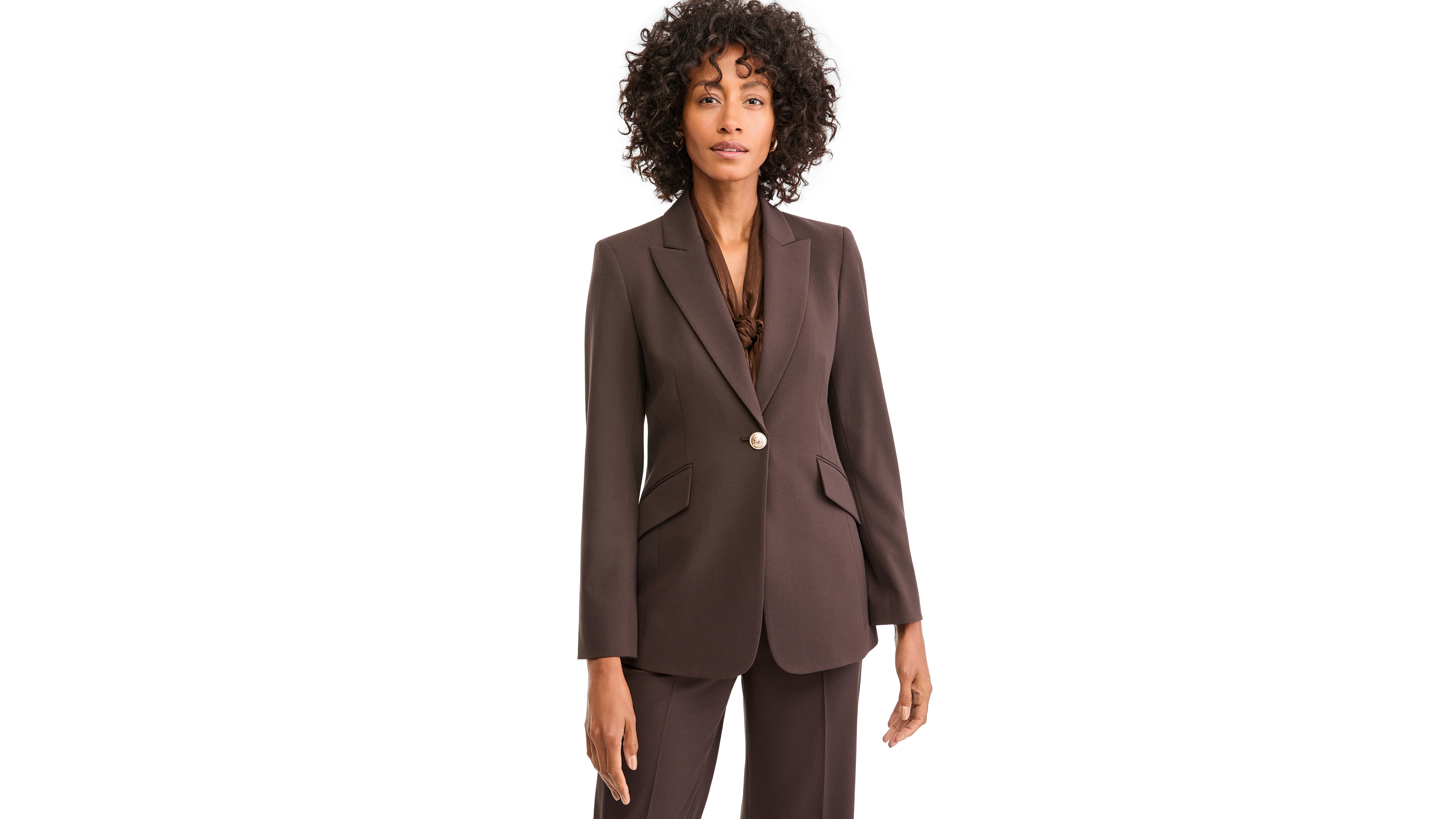 Tahari Petite One-Button Peak Lapel Stretch Blazer