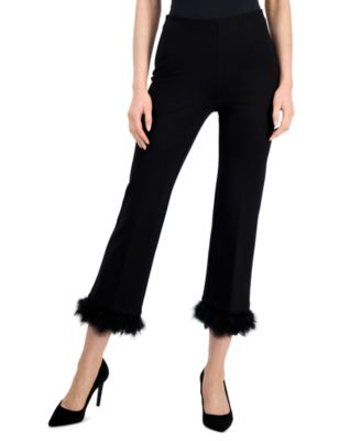 Women's Pull-On Hollywood Feather-Trim-Cuff Pants