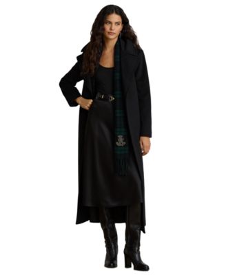Women's Wool-Blend Notch-Collar Belted Wrap Coat