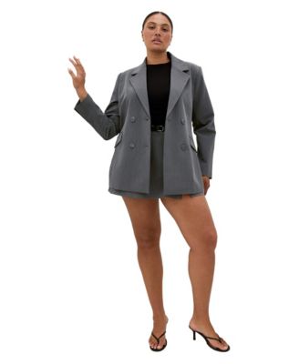 Plus Size Cora Double-Breasted Stripe Blazer