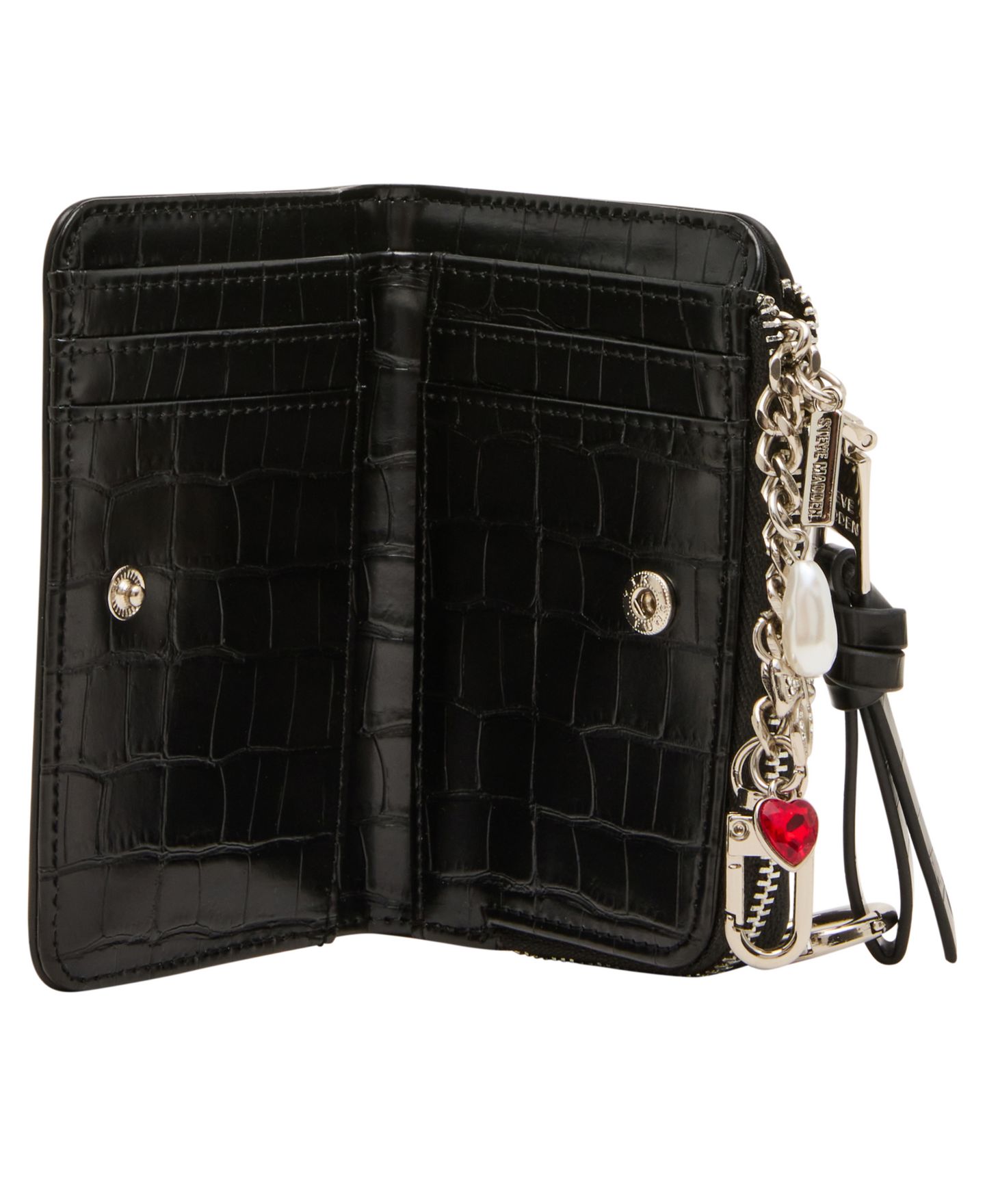 Женский кошелёк Steve Madden Sorella Snap Card Case Mini Bifold Wallet, цвет: Чёрный — фото 4