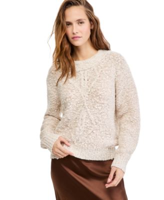 Women's Cable-Knit Crewneck Long-Sleeve Sweater