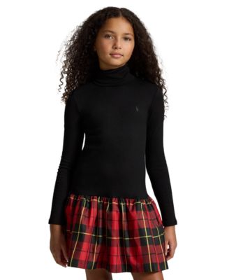 Girls' 7-16 Plaid-Skirt Turtleneck Dress